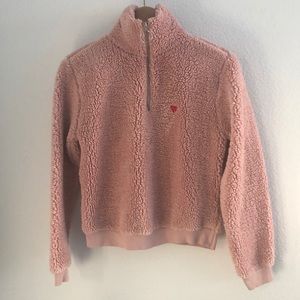 Top Shop Rose Pink Sherpa Half Zip Sweatshirt 4
